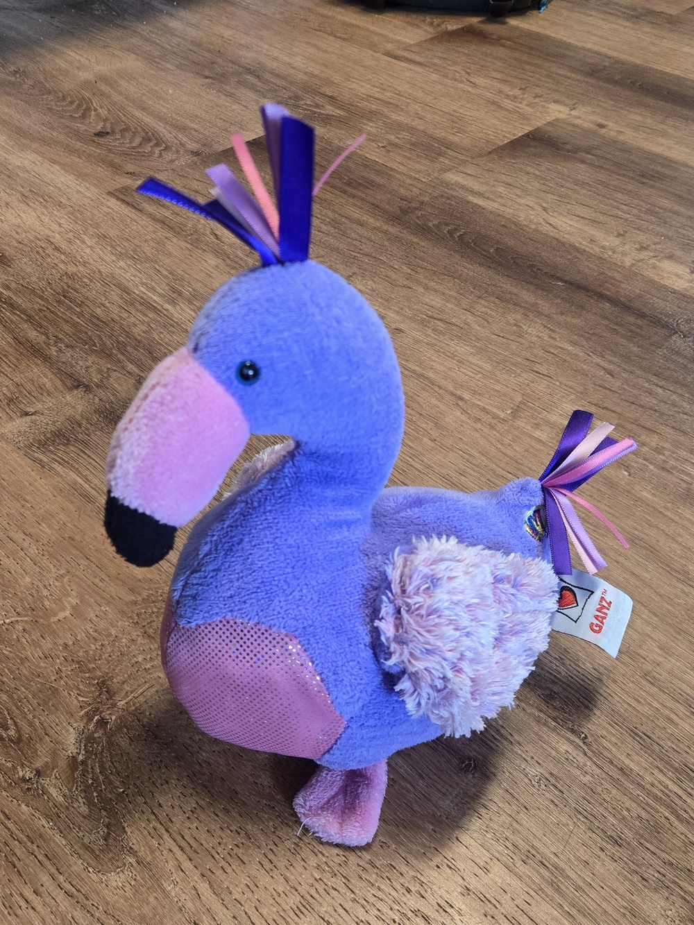 Ganz Webkinz Ploomfadoodle Purple Plush Flamingo Toy with Pink Beak No Code